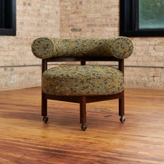 1960s Green Barrel Back Lounge Chair on Casters