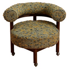1960s Green Barrel Back Lounge Chair on Casters