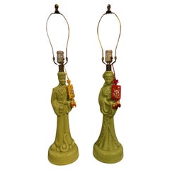 Lampes figuratives asiatiques vertes des années 1960