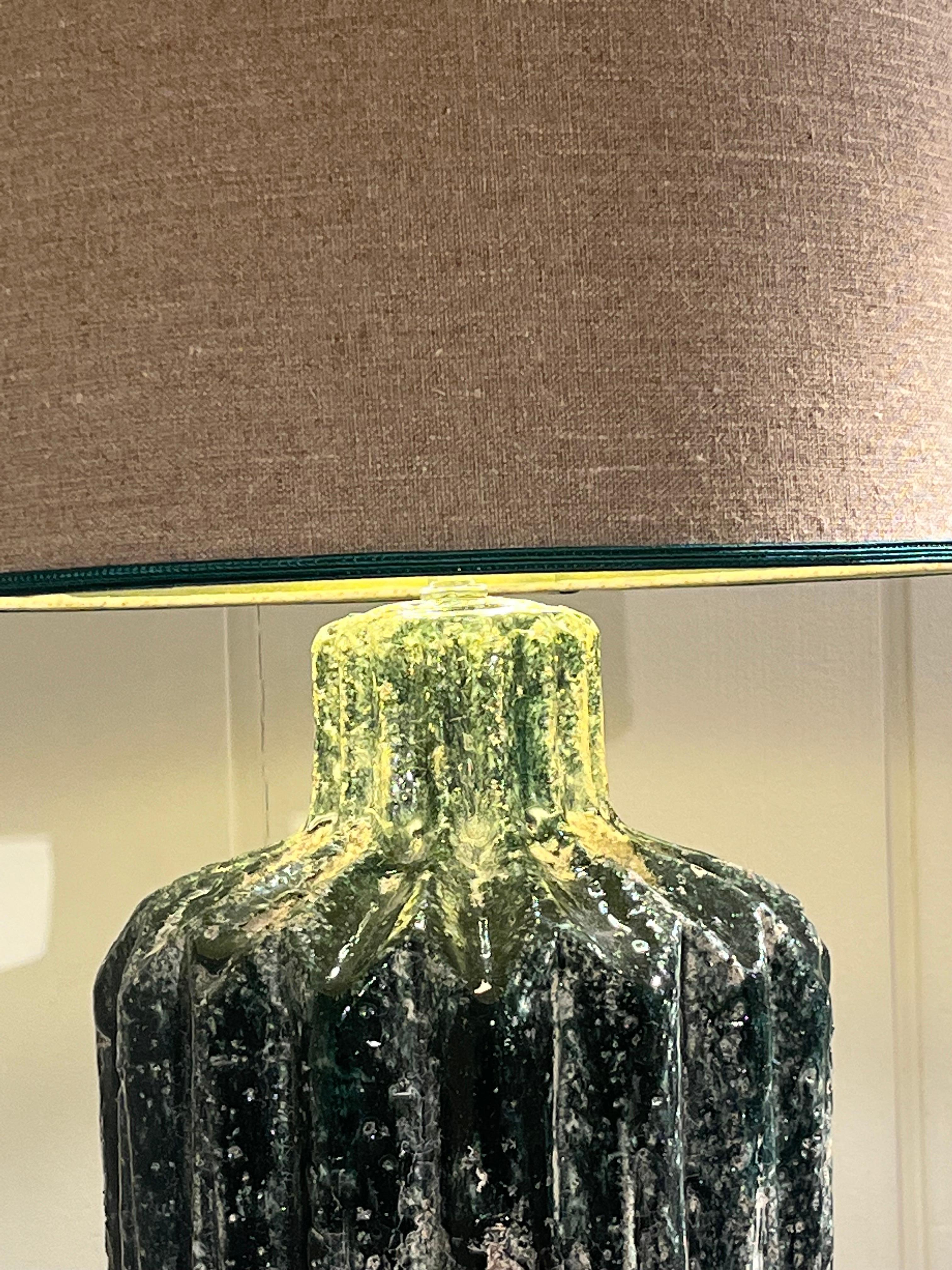 1960s Green Ceramic Lamp For Sale 10