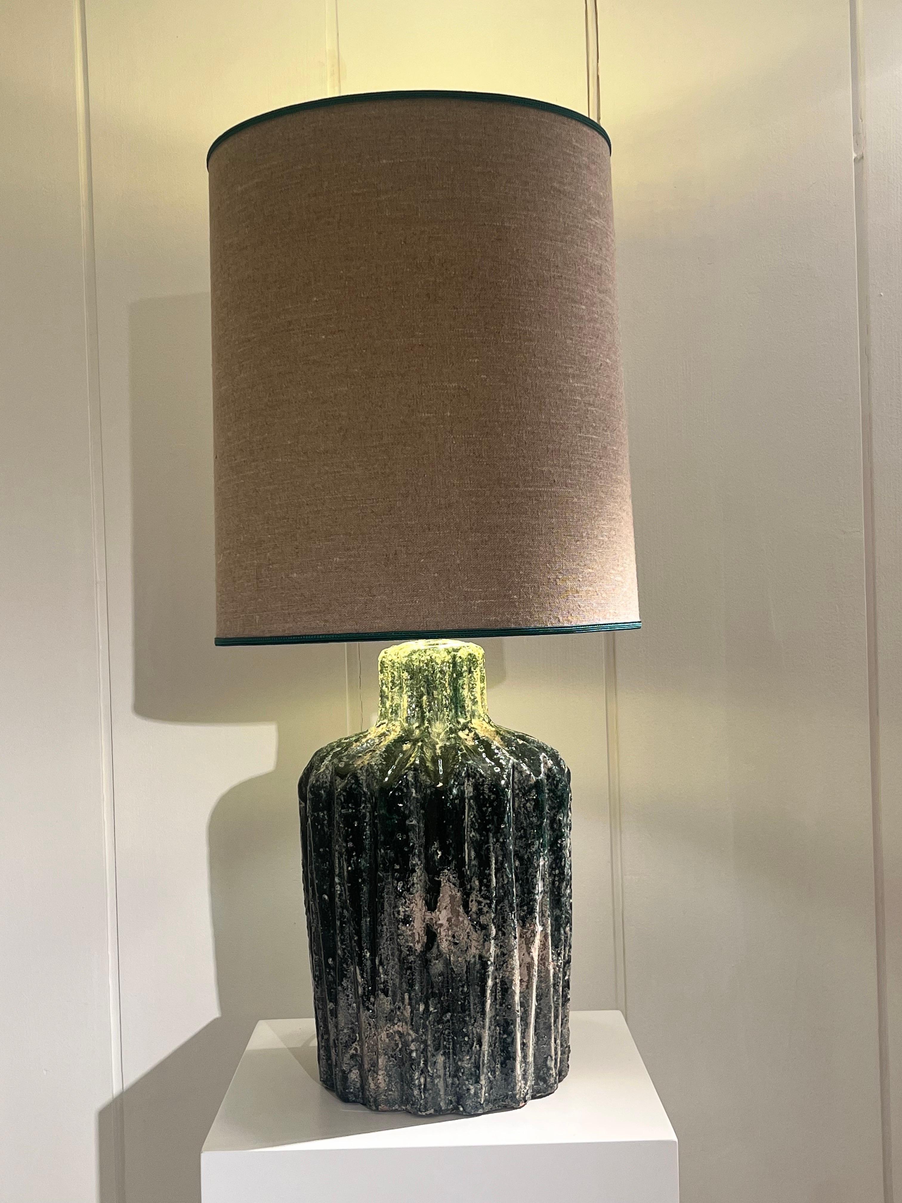 1960s Green Ceramic Lamp For Sale 11