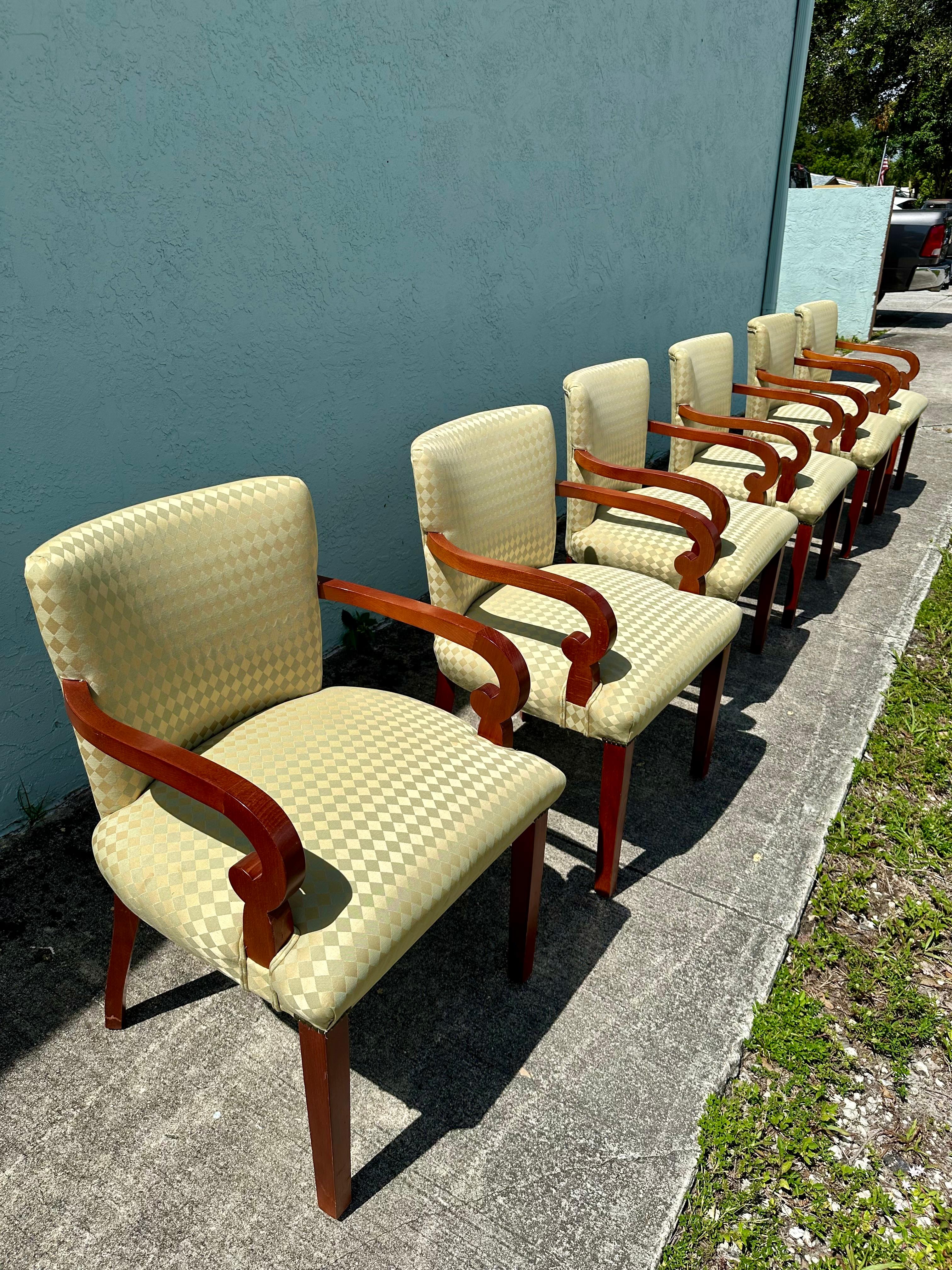 1960er Grüne Diamanten Bugholz Esstischsessel, 6er Set (Art déco) im Angebot