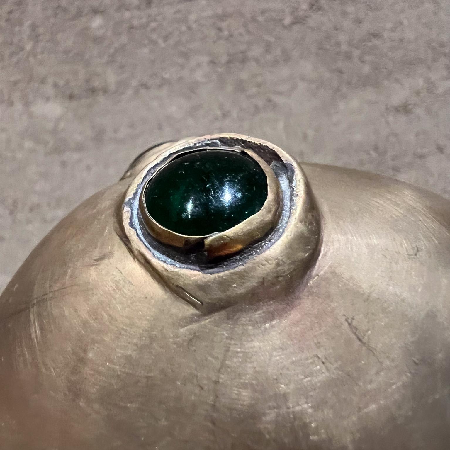 1960s Green Eyed Golden Brass Frog Sculpture Desk Paperweight 4