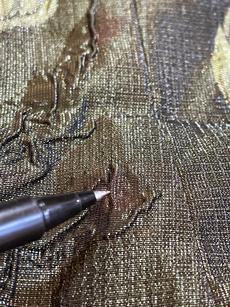 Grünes geblümtes Metallic-Brokat-Kleid aus den 1960er Jahren im Angebot 2