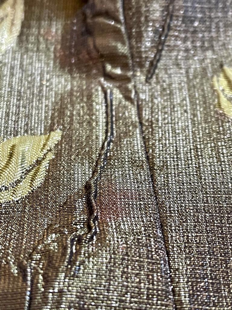 Grünes geblümtes Metallic-Brokat-Kleid aus den 1960er Jahren im Angebot 3