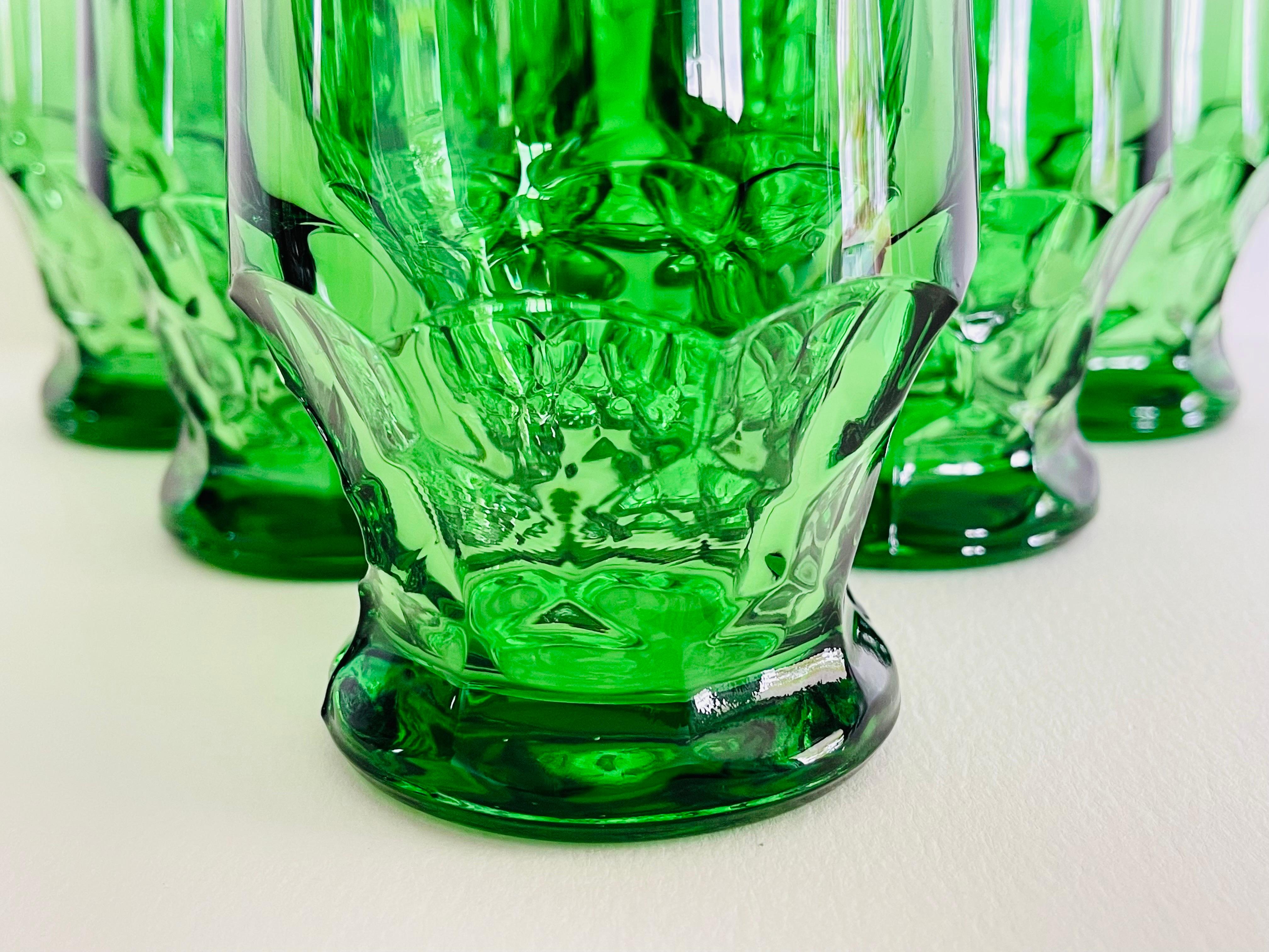 1960s Green Glass Tumblers, Set of 6 For Sale at 1stDibs