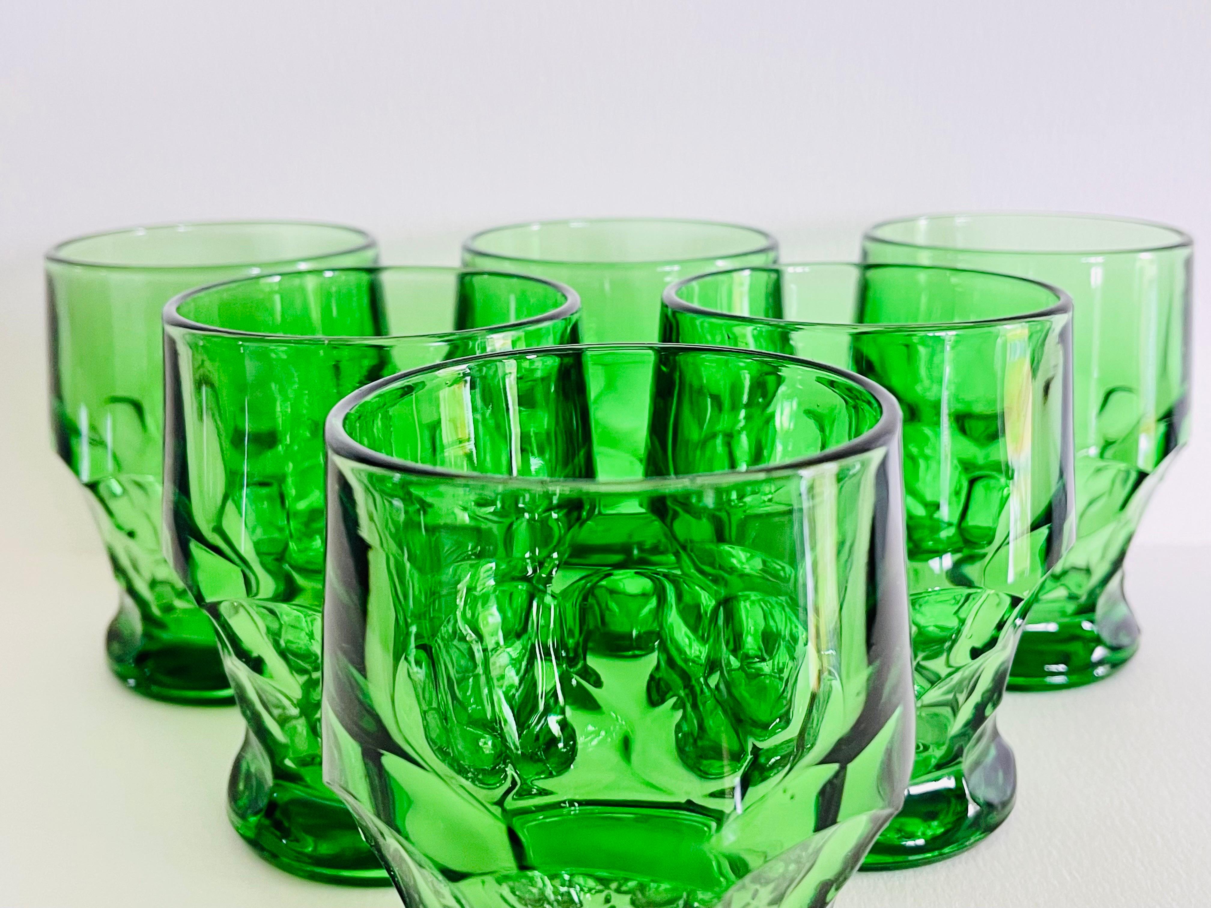 1960s Green Glass Tumblers, Set of 6 For Sale at 1stDibs