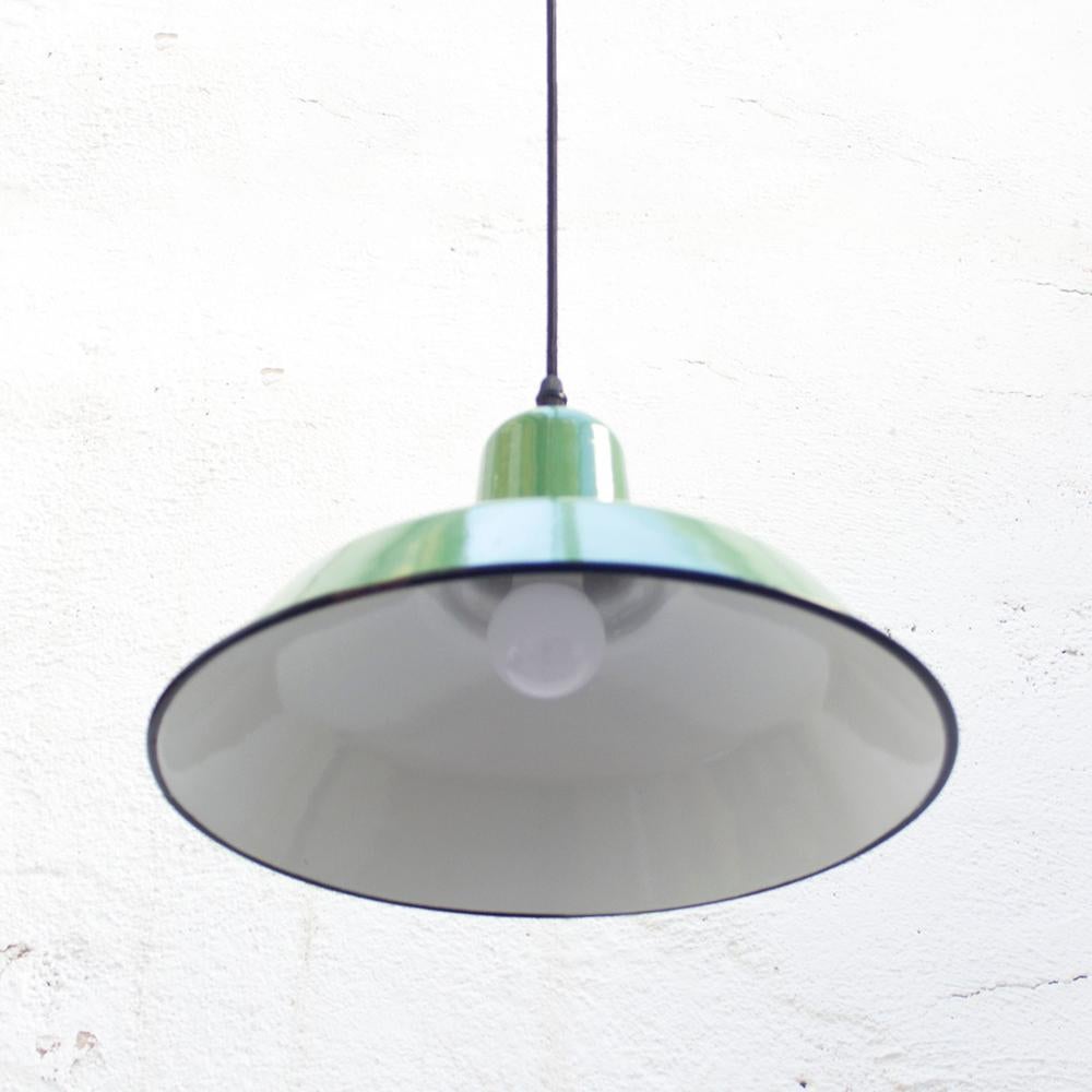 20th Century 1960s Green Industrial Pendant Ceiling Lamp For Sale