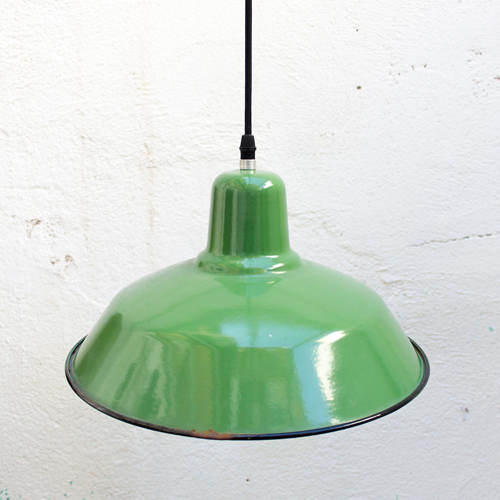 Steel 1960s Green Industrial Pendant Ceiling Lamp For Sale