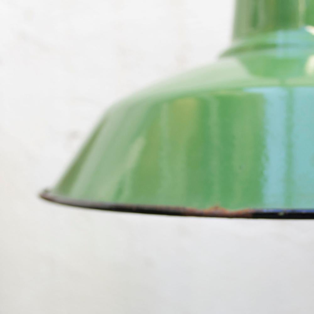 1960s Green Industrial Pendant Ceiling Lamp For Sale 1