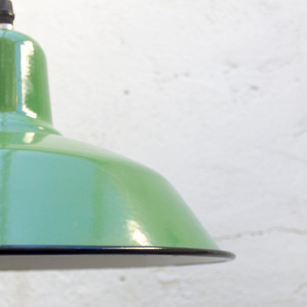 1960s Green Industrial Pendant Ceiling Lamp For Sale 2