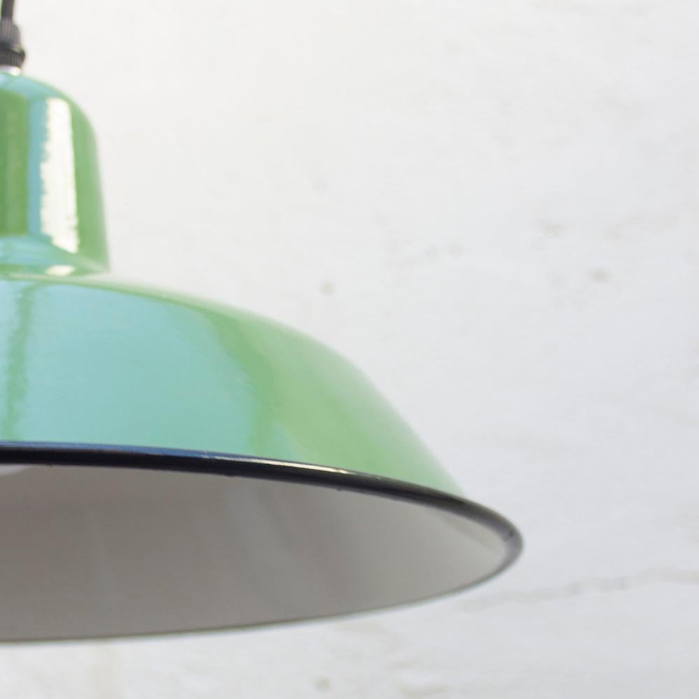 1960s Green Industrial Pendant Ceiling Lamp For Sale 3