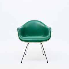 1960s Green Leather DAX Chair by Charles & Ray Eames for Herman Miller