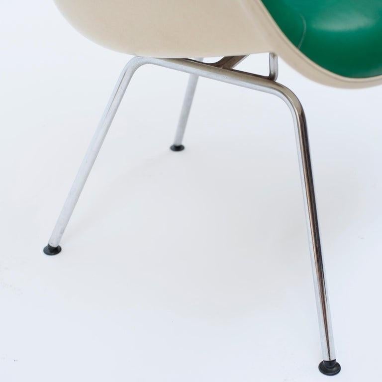 Steel 1960s Green Leather DAX Chair by Charles & Ray Eames for Herman Miller For Sale