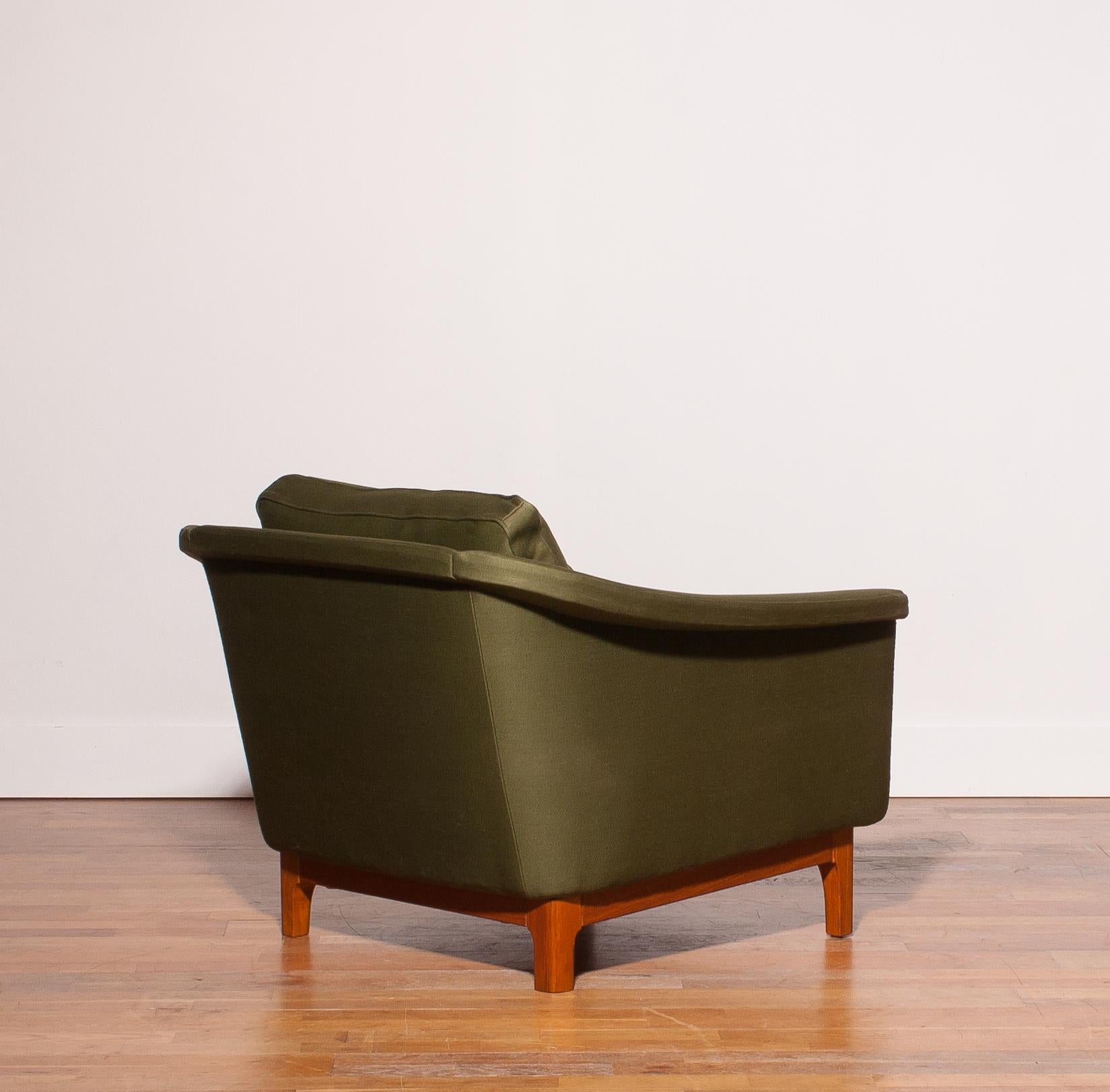 Swedish 1960s, Green Lounge Chair by Folke Ohlsson for DUX
