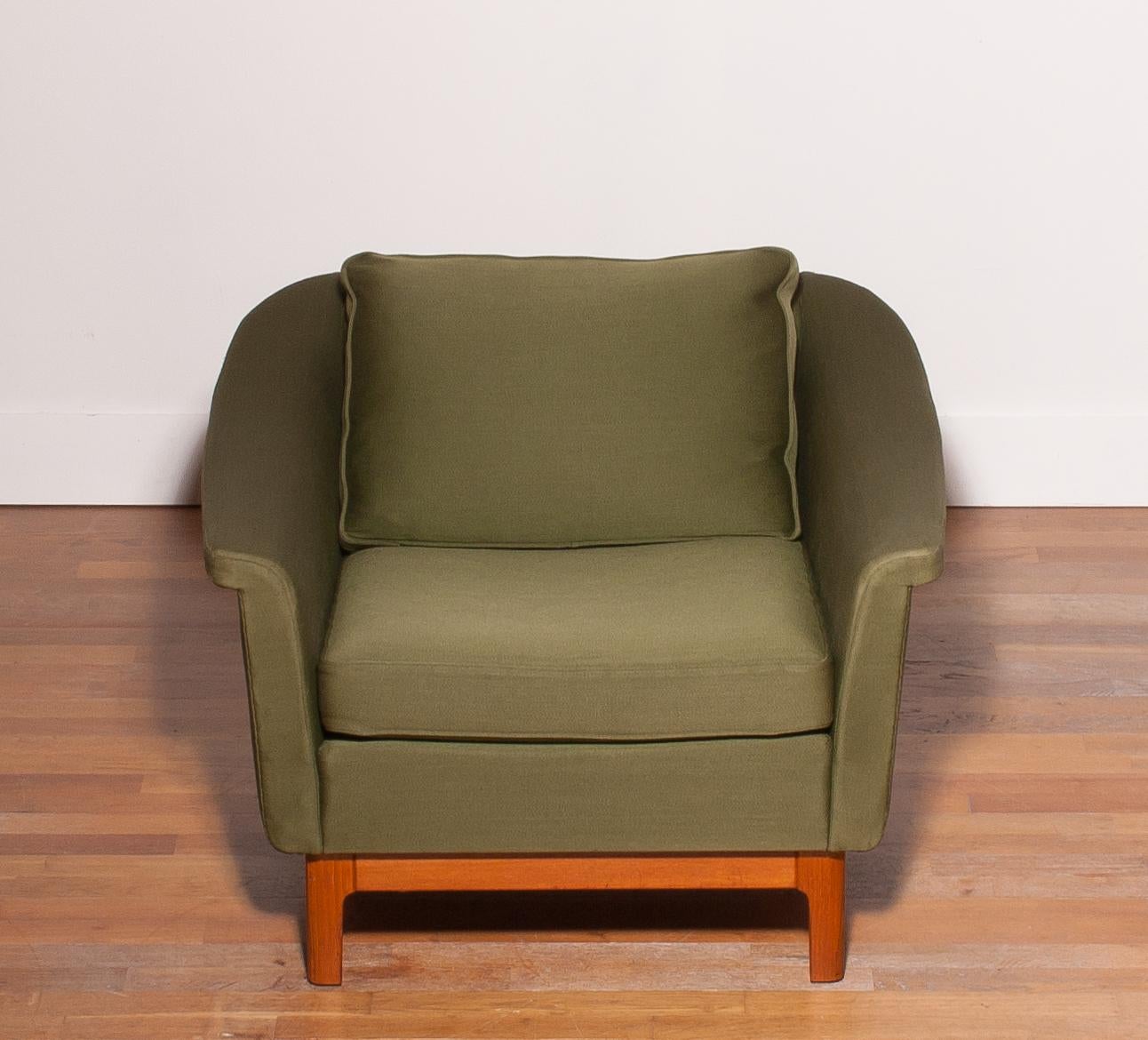1960s, Green Lounge Chair by Folke Ohlsson for DUX 1