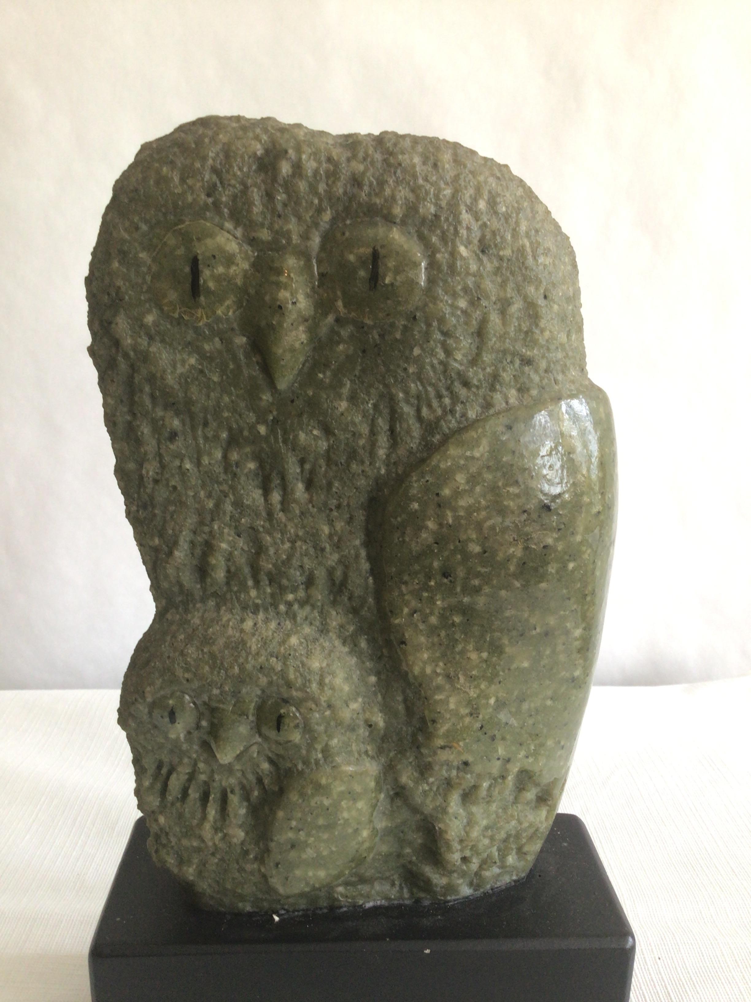 1960s green marble owl sculpture on composition base
Signed by Elison.
