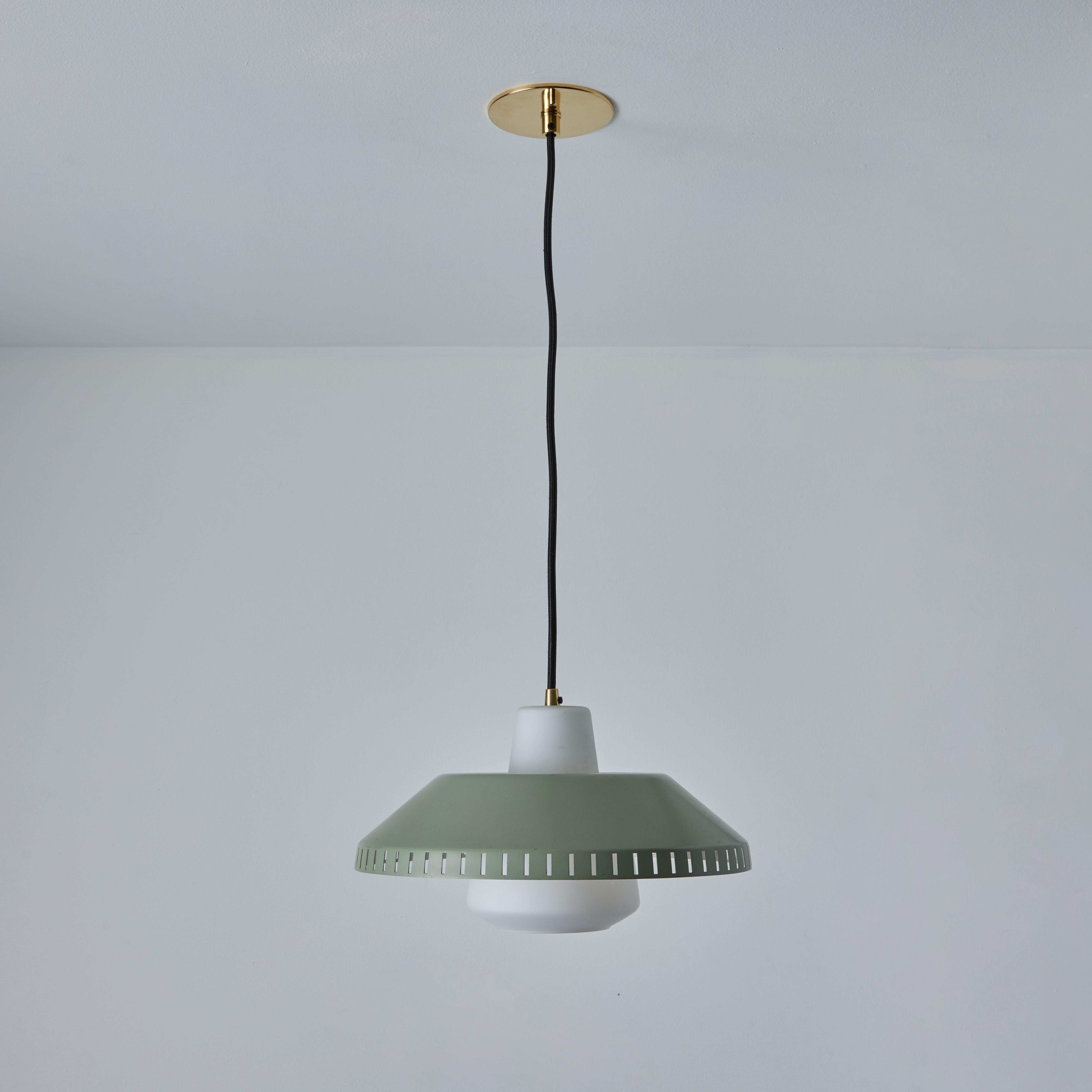1960s Green Metal & Opaline Glass Pendant Attributed to Lisa Johansson-Pape 1