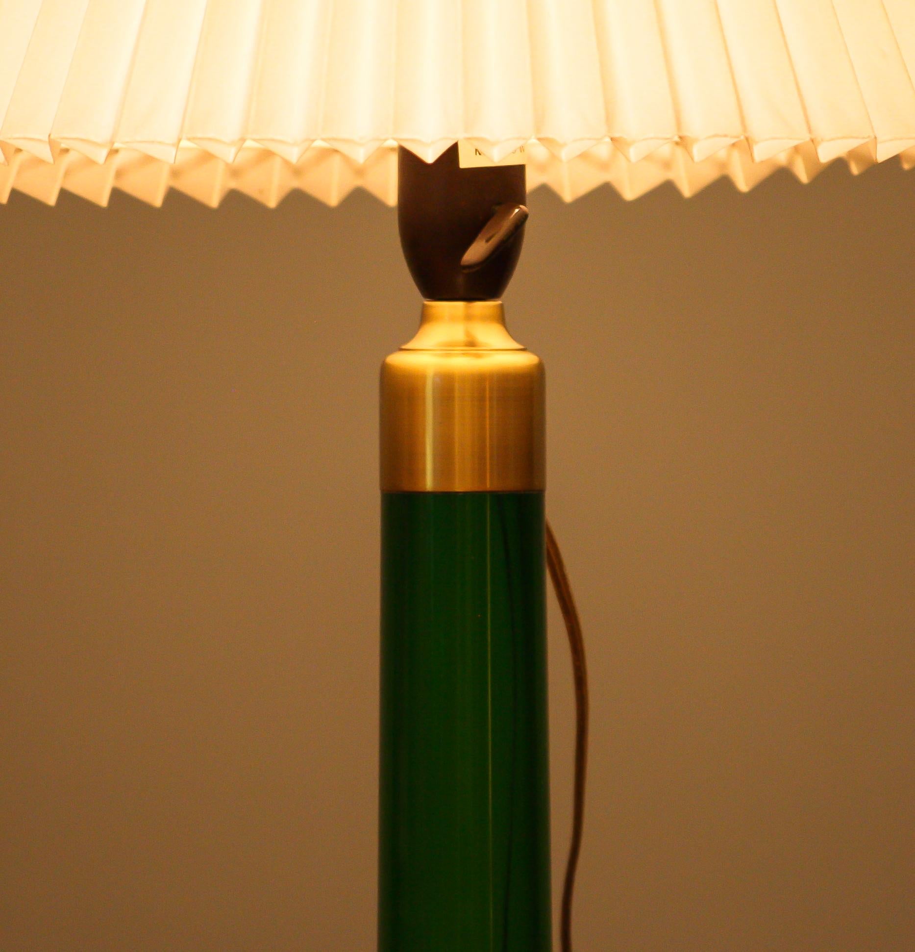 Mid-Century Modern 1960s Green Scandinavian Glass Table Lamp Made by Holmegaard, Denmark