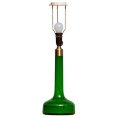 1960s Green Scandinavian Glass Table Lamp Made by Holmegaard, Denmark