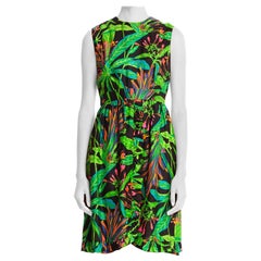 Vintage 1960'S Green Tropical Silk Dress