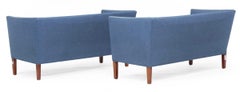 1960er Grete Jalke Sofas mit Beinen aus Eiche und blauem Wollbezug