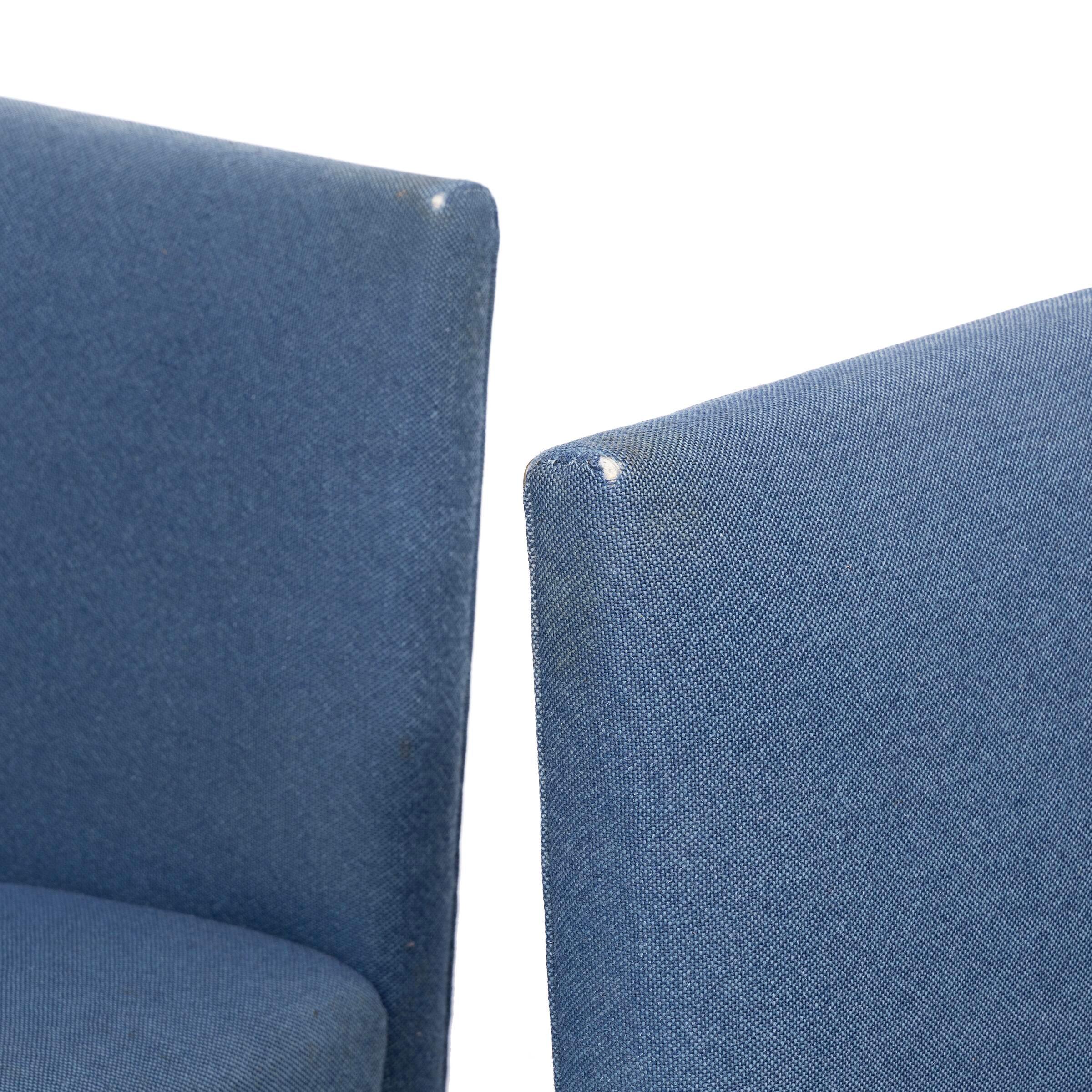 Sofás Grete Jalke de los años 60 con patas de roble y tapicería de lana azul Escandinavo moderno en venta