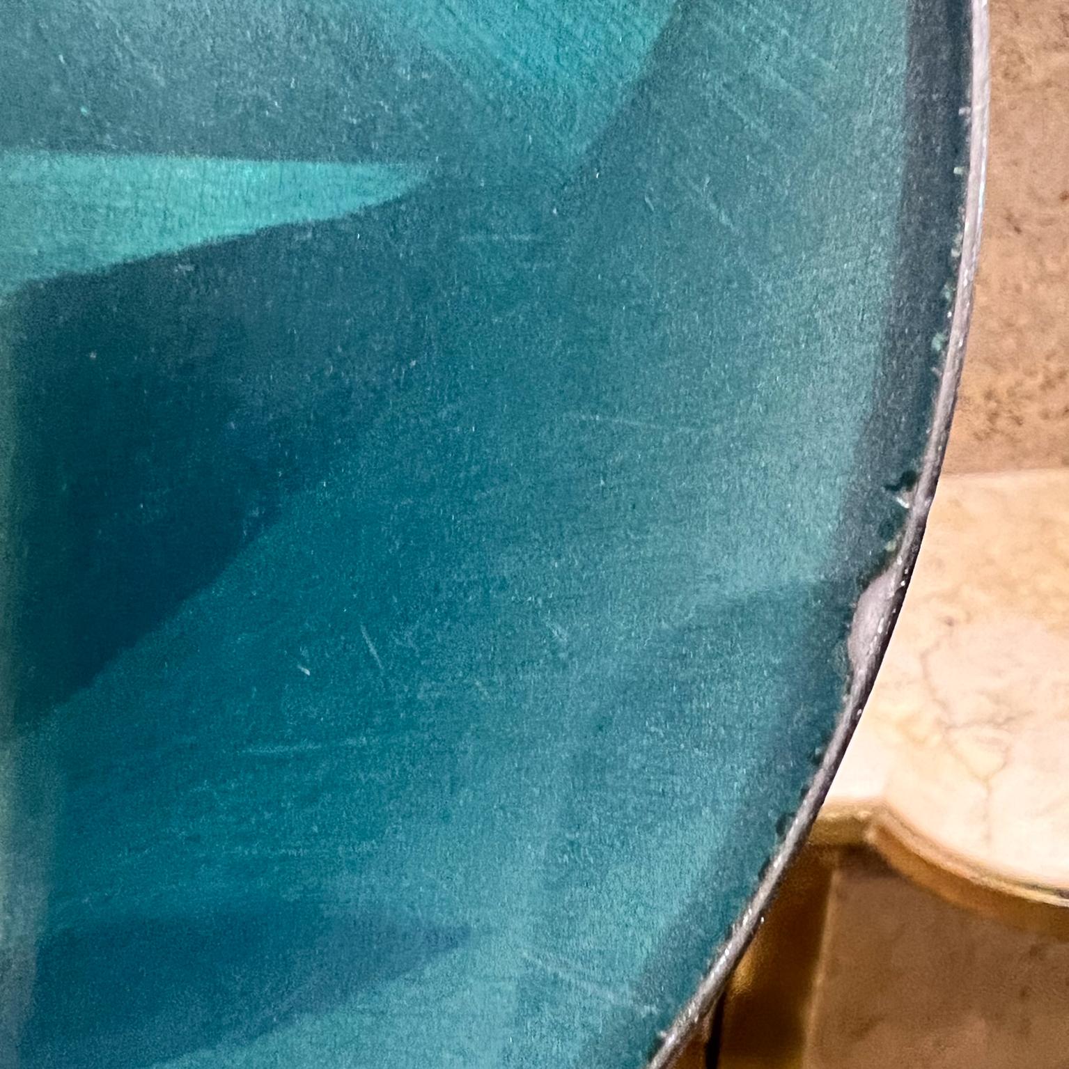 1950s Grete Prytz Kittelsen for Catherineholm Norway Seafoam Enameled Plate For Sale 2