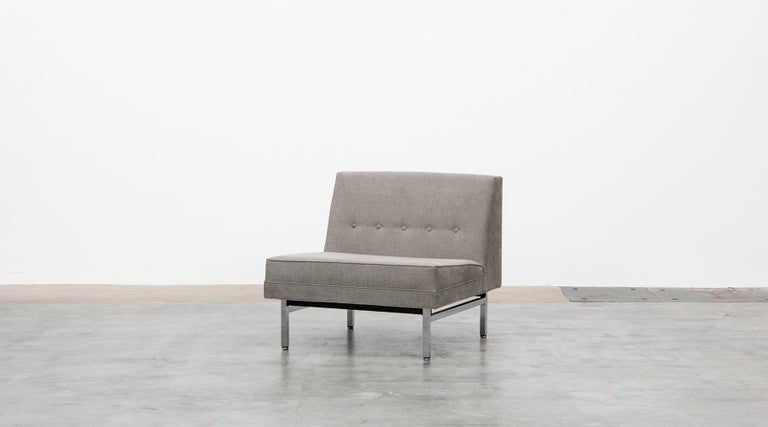 1960s Grey Fabric On Metal Legs Lounge Chair By George Nelson For
