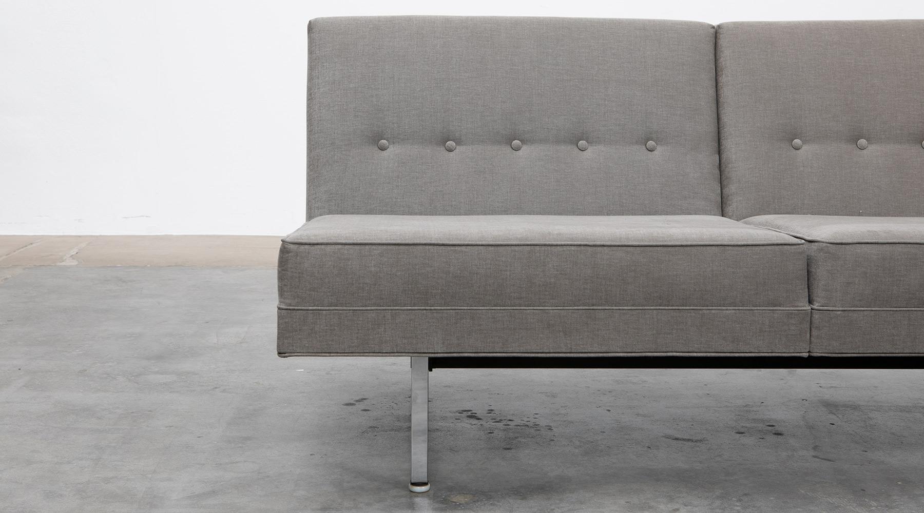 Mid-20th Century 1960s Grey Fabric on Metal Legs Sofa by George Nelson
