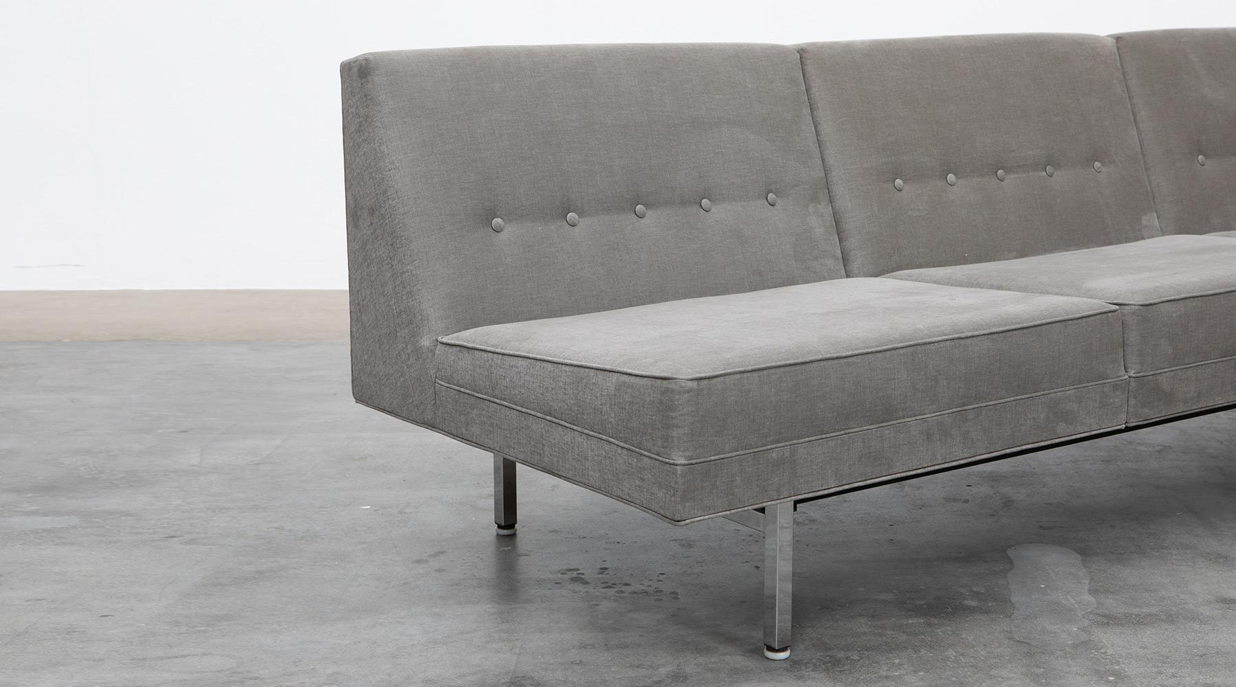 1960s Grey Fabric on Metal Legs Sofa by George Nelson 1