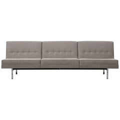 1960s Grey Fabric on Metal Legs Sofa by George Nelson