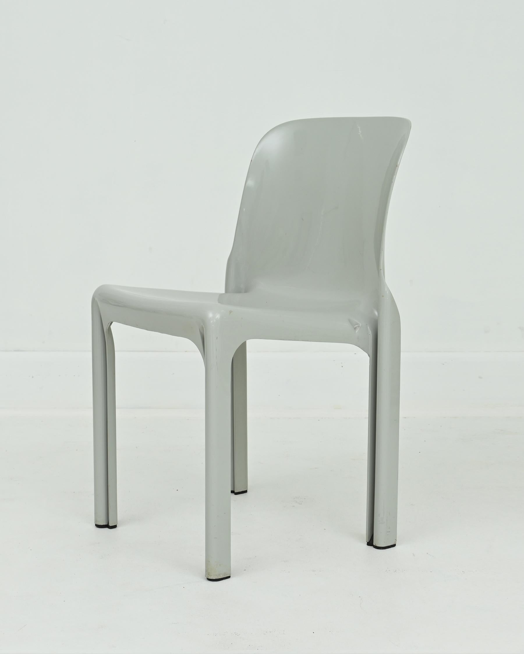 Plastic 1960s Grey Selene Stacking Chairs by Vico Magistretti for Artemide For Sale