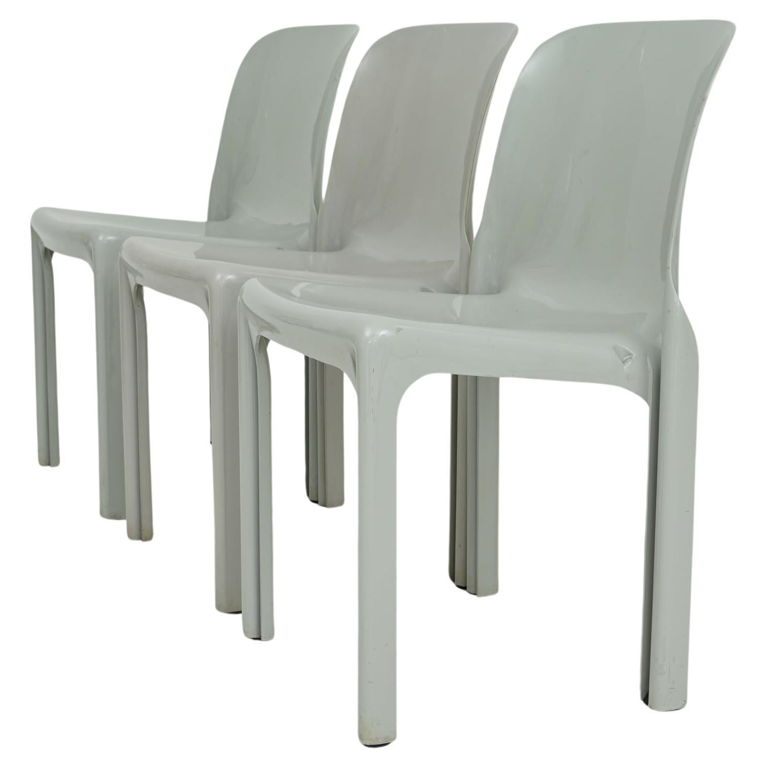 1960s Grey Selene Stacking Chairs by Vico Magistretti for Artemide For Sale
