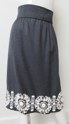 1960s Grey Skirt with Elaborate Bead Trim