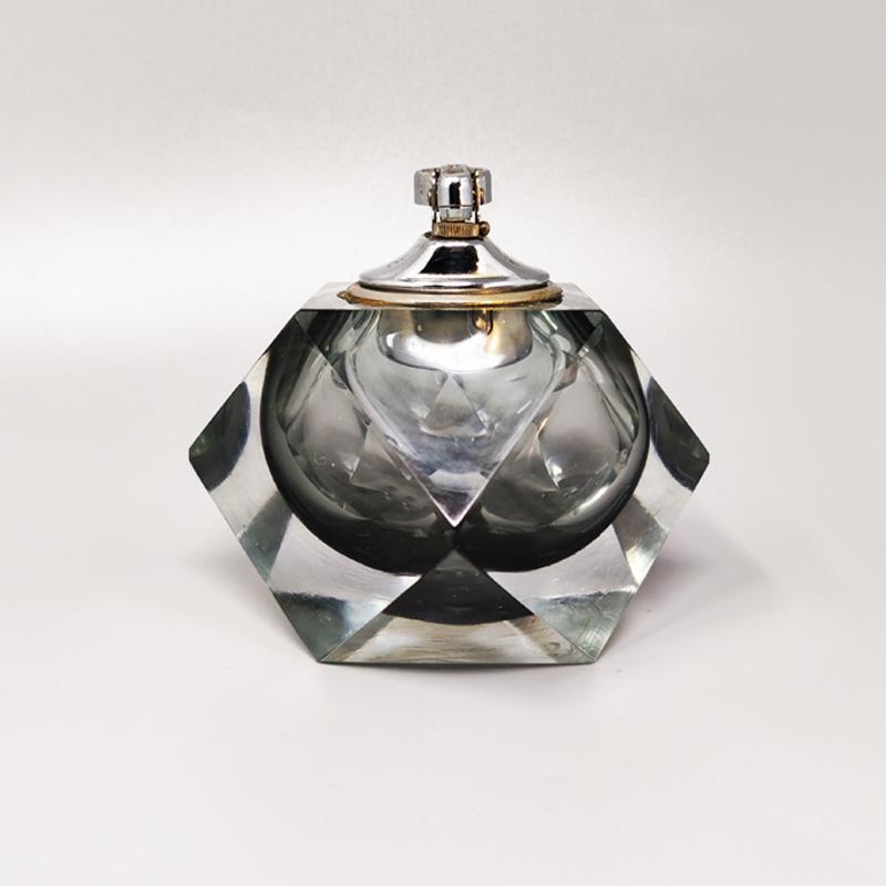 Italian 1960s Grey Table Lighter in Murano Sommerso Glass by Flavio Poli for Seguso