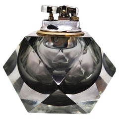 1960s Grey Table Lighter in Murano Sommerso Glass by Flavio Poli for Seguso