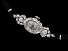 1960's Gruen Vintage Ladies Cocktail Watch - 14K White Gold & Diamonds