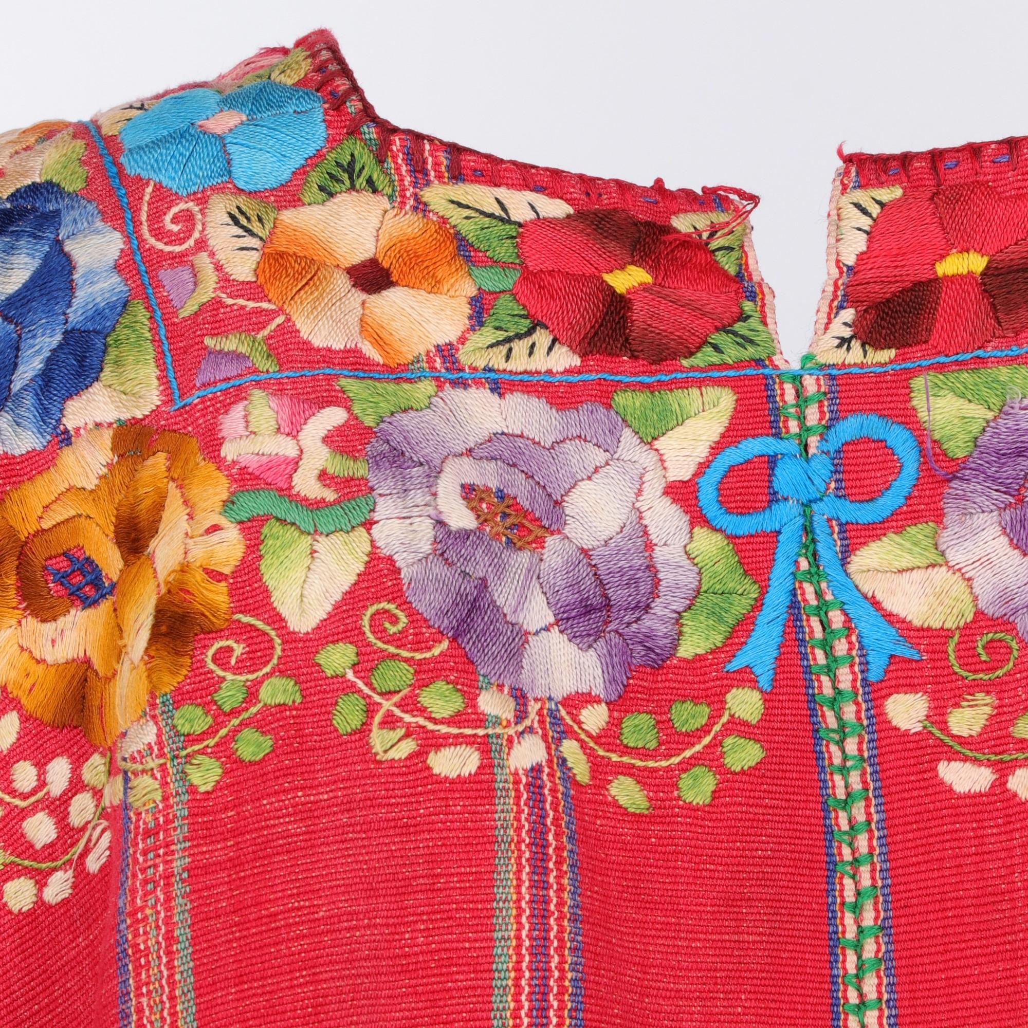 Red 1960s Guatemala Handmade Top