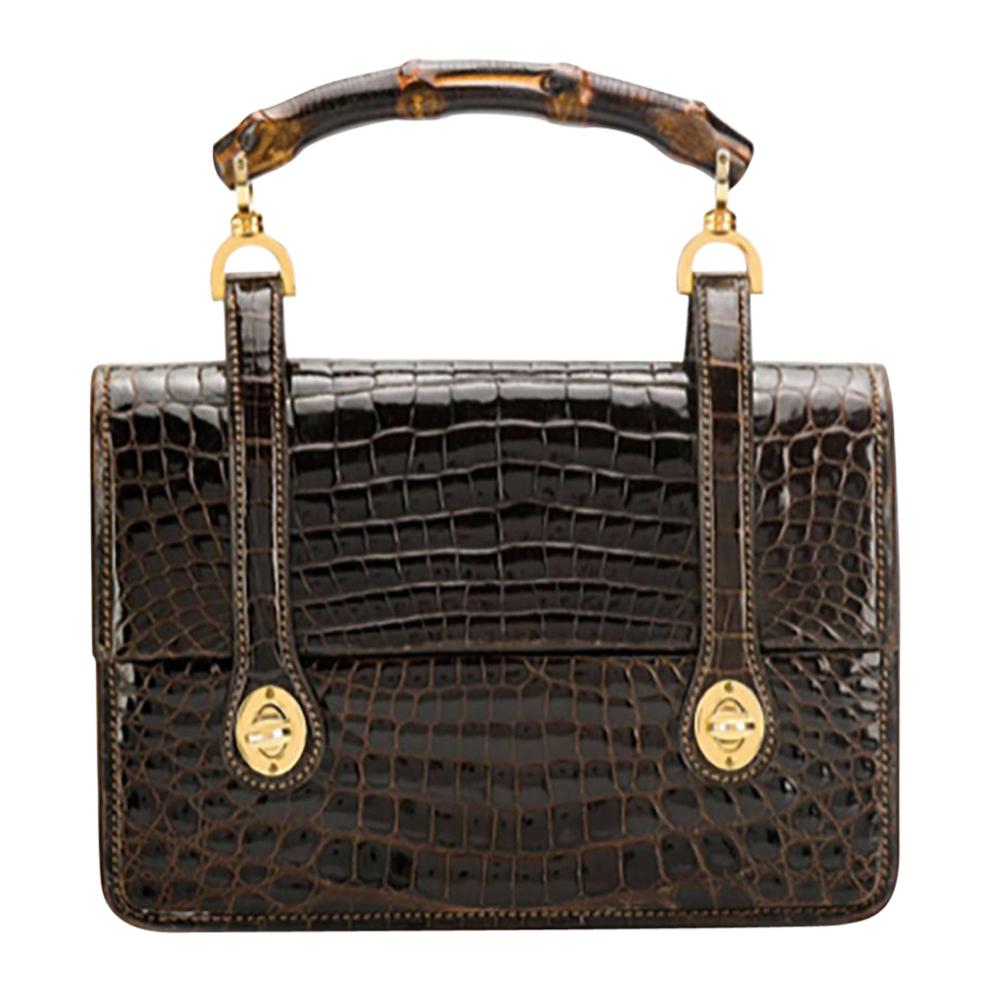 1960s Gucci Bamboo Chocolate Handbag