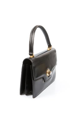 1960s Gucci Black Box Leather Handbag