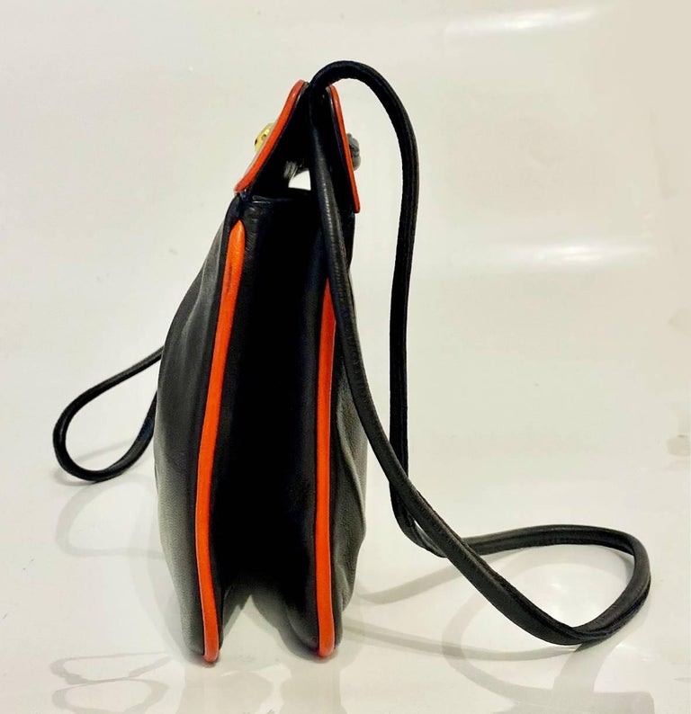 1960s Gucci Black Leather Double Strap Shoulder Bag at 1stDibs