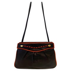 1960s Gucci Black Leather Double Strap Shoulder Bag
