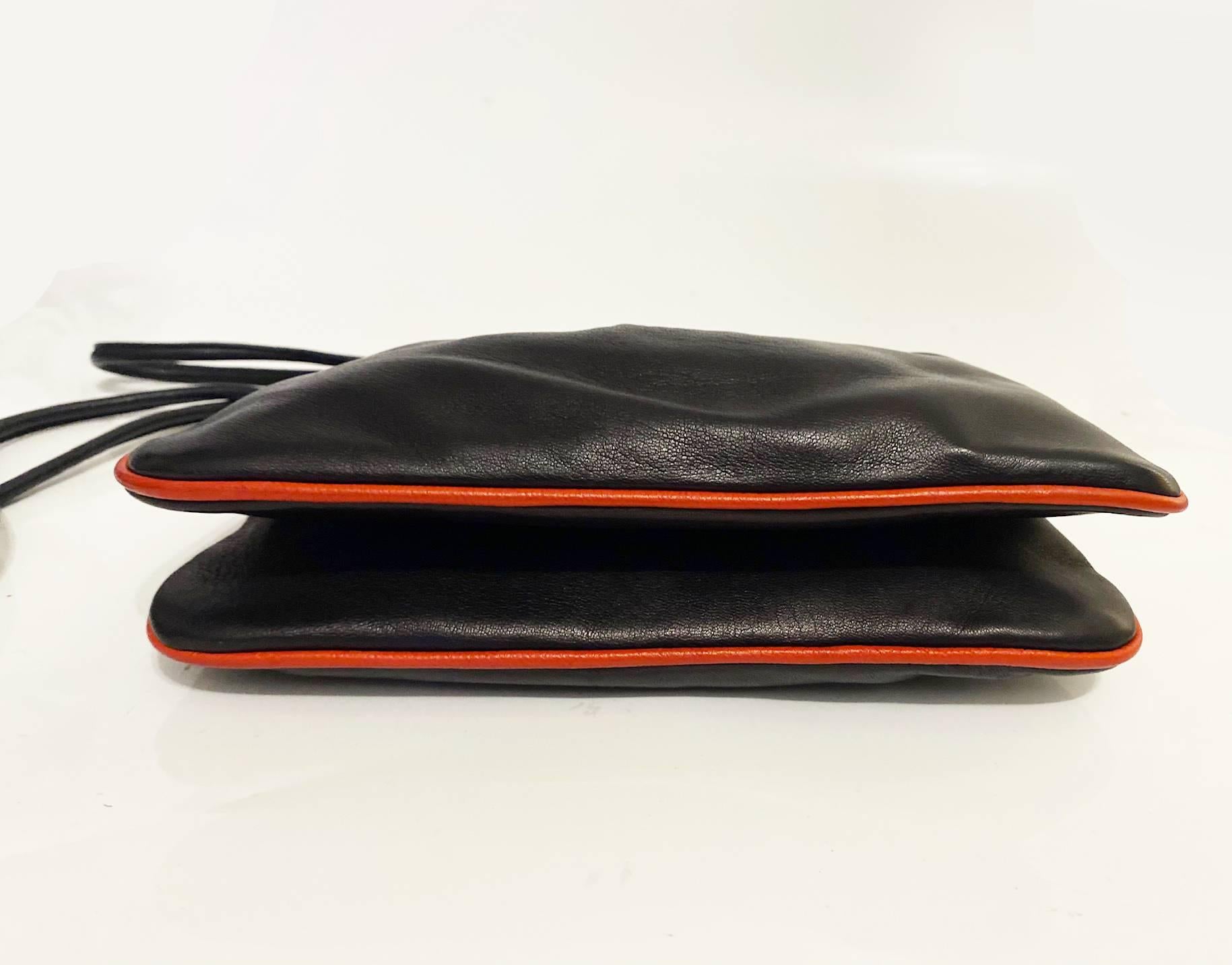 1960s Gucci Black Leather Double Strap Shoulder Bag  1