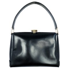 Vintage 1960s Gucci Black Leather Handbag 