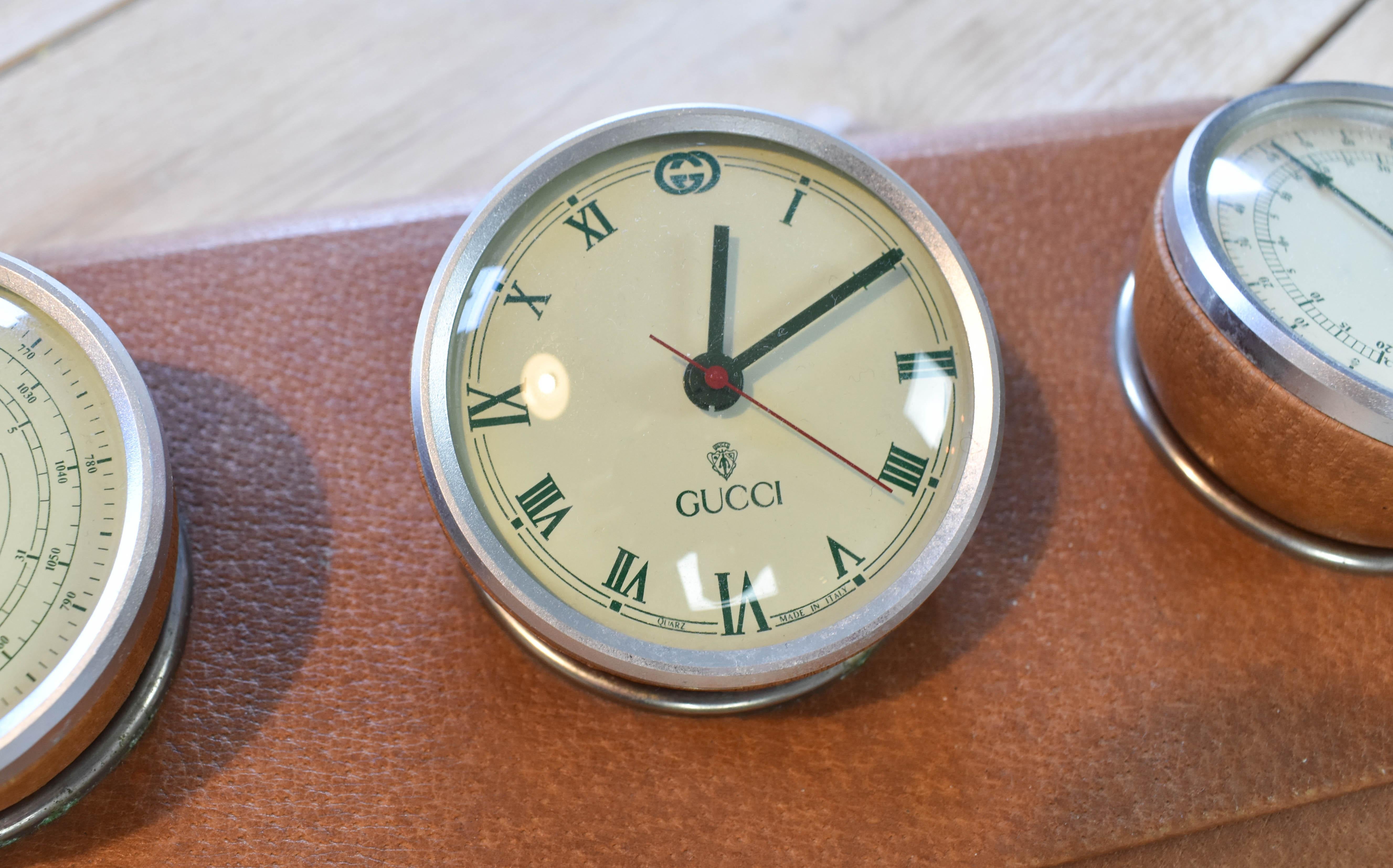 FINAL SALE 1960s Gucci Desk Clock and Barometer Set For Sale 2