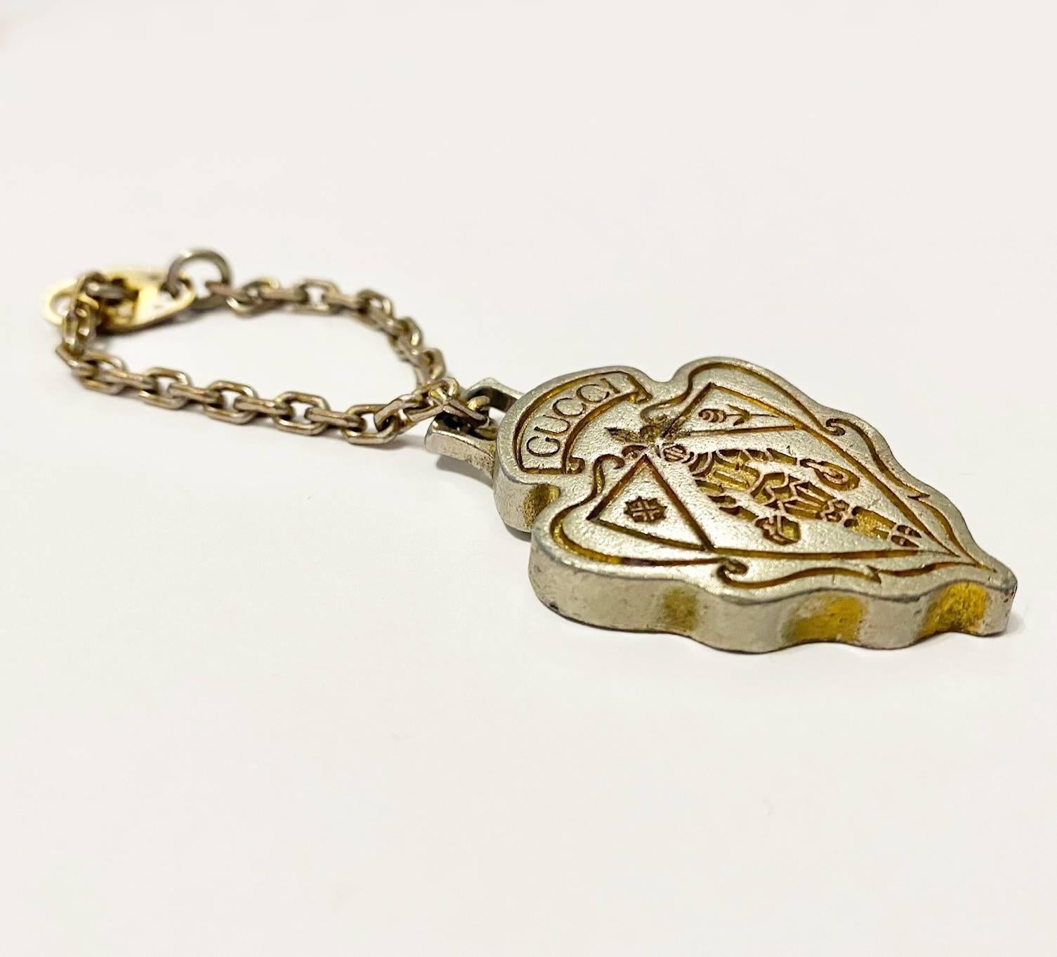 1980s Gucci Logo Medallion Metal Keyring In Good Condition In London, GB