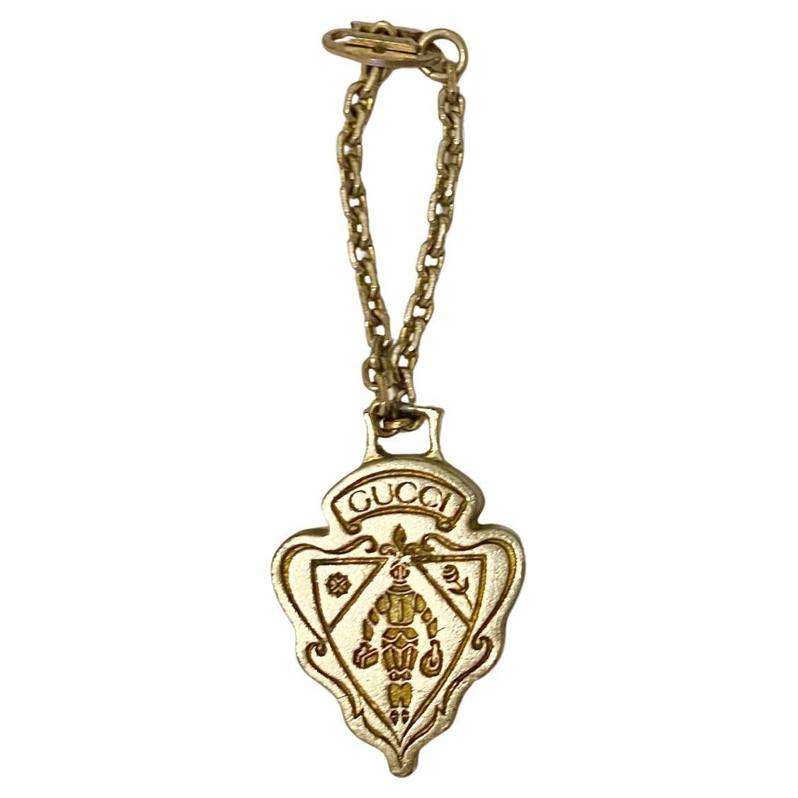 1960s Gucci Logo Medallion Metal Keyring  For Sale