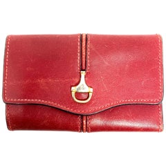 Vintage 1960s GUCCI Red Leather Key Holder Tri- Fold Wallet 