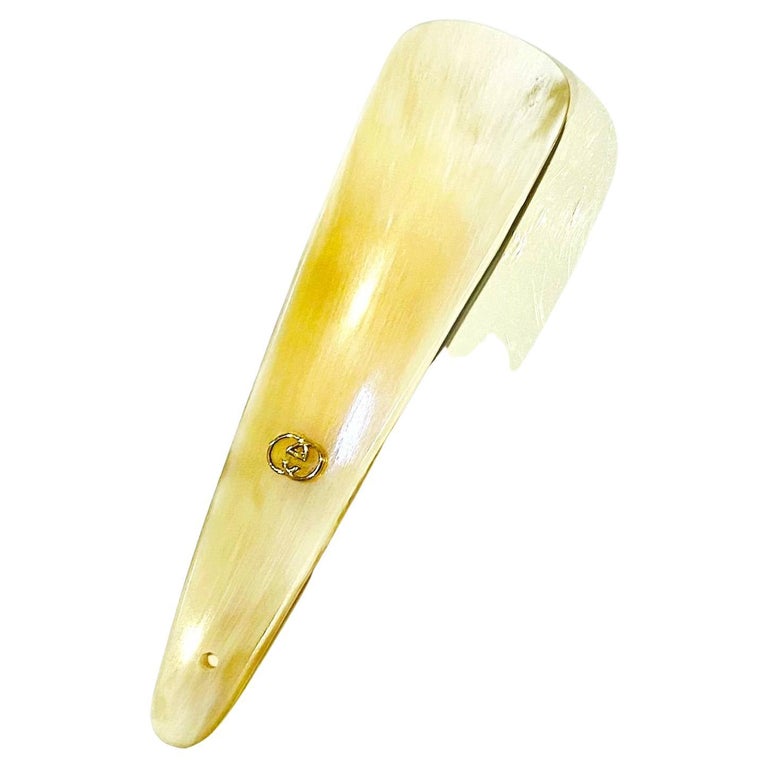 1960s Gucci Shoe Gold Tone Logo Chausse-Pied at 1stDibs | gucci shoe horn  gold
